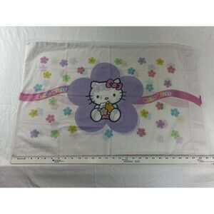 Hello Kitty Y2K Standard Pillowcase 2001 Sanrio Flowers Pink Kawaii Vintage